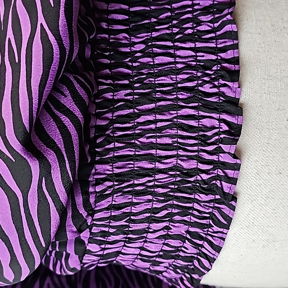 NEW MICHAEL MICHAEL KORS FLAWED PURPLE ZEBRA PRINT 3/4 SLEEVE BANDED TOP BLOUSE - Picture 3 of 14